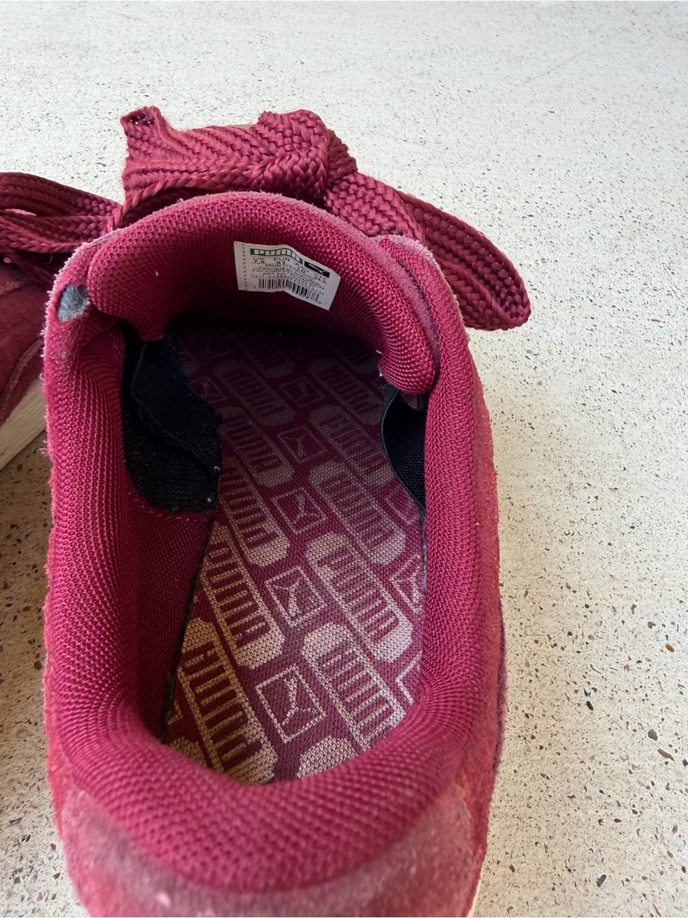 Puma Suede Heart Quilted Burgundy Ribbon Lace Sneakers Womens Size 10 - Picture 7 of 11